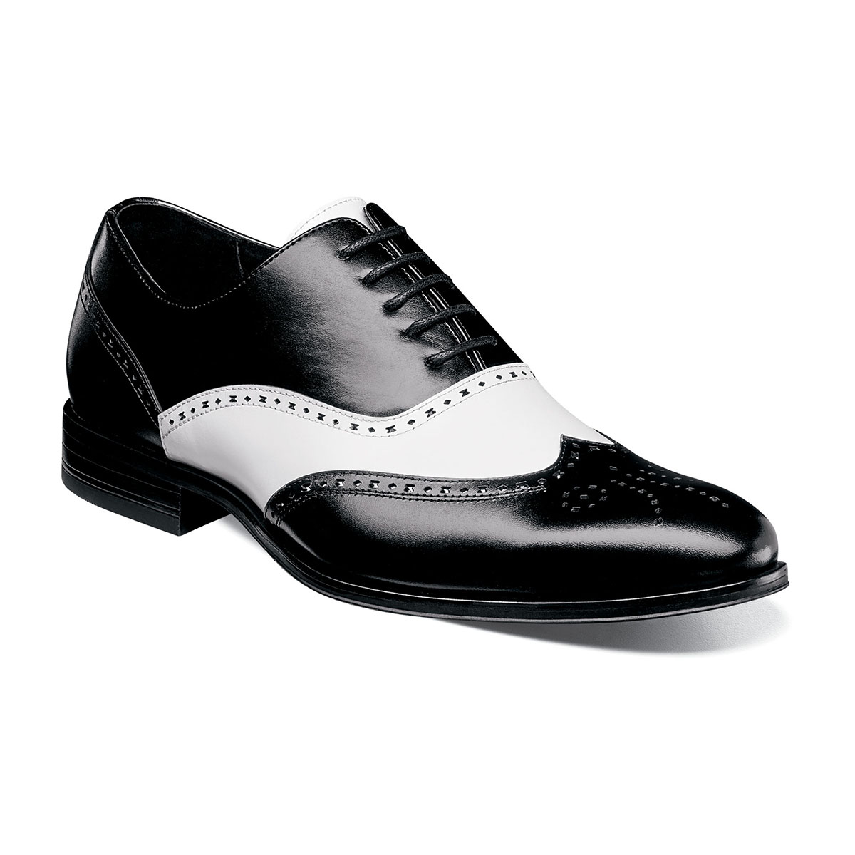 mens black and white wingtip dress shoes