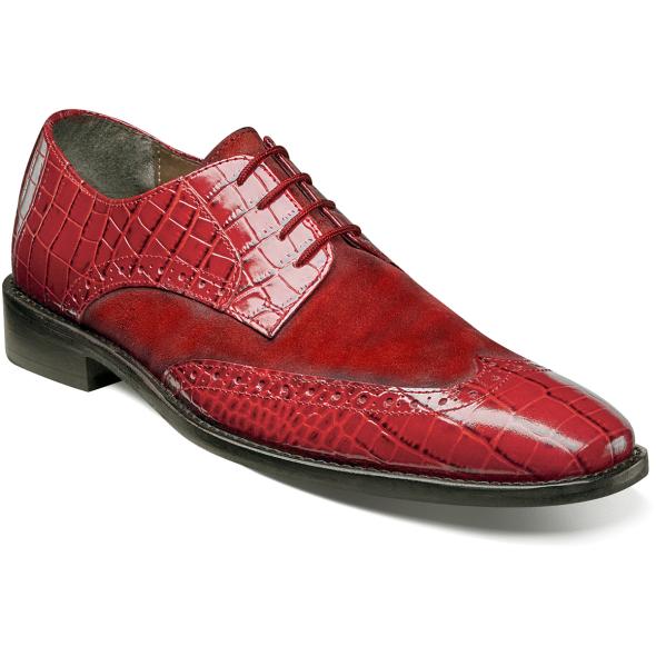 black and red wingtip shoes