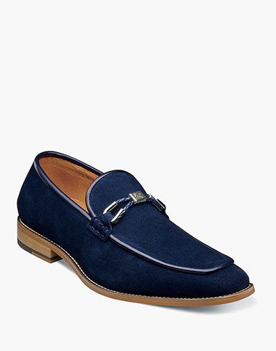 Colbin Moc Toe Ornament Strap Slip On in Navy Suede for $$135.00
