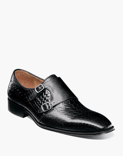 Torrance Plain Toe Double Monk Strap Oxford in Black for $$175.00