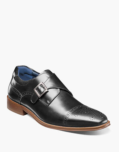 Mathis Cap Toe Monk Strap in Black for $$175.00