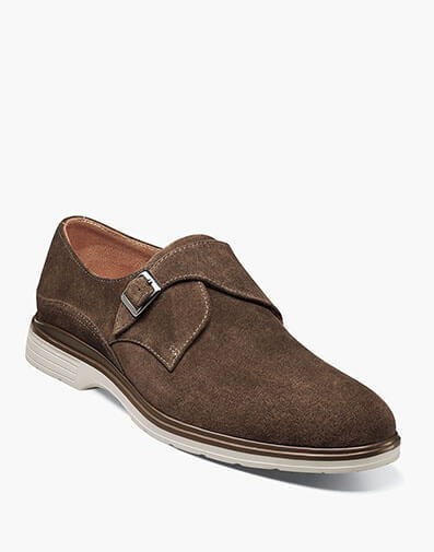 Taylen Plain Toe Monk Strap in Brown Suede for $$99.90