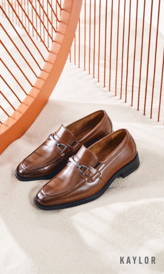 Boys Shoes view all category. Image features the Boys Kaylor in cognac. 