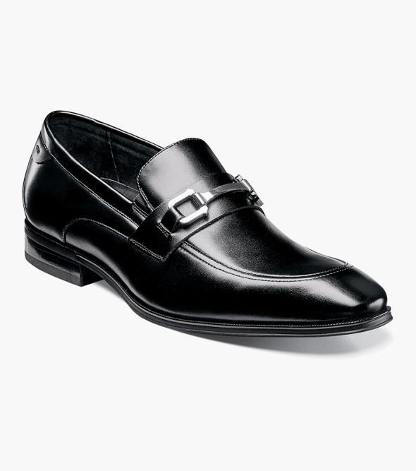 Men's Dress Shoes | Black Moc Toe Slip On | Stacy Adams Faraday