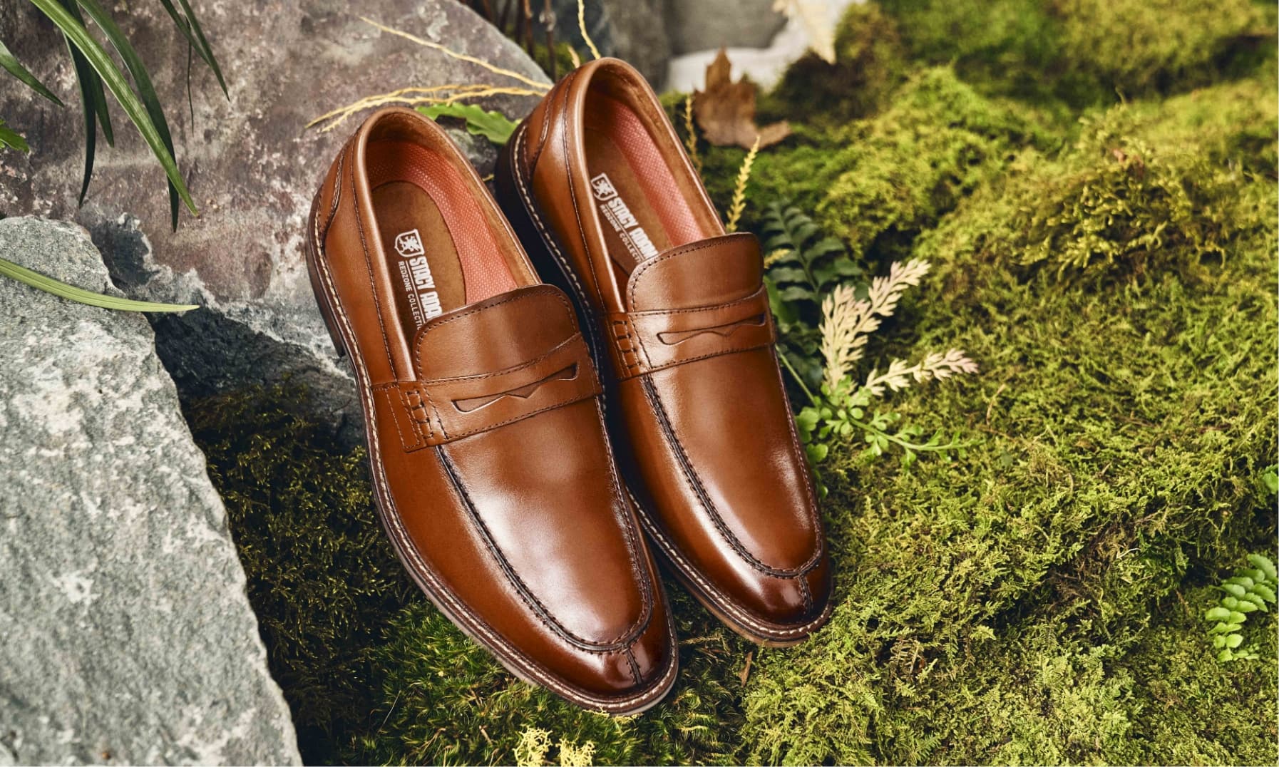 Click to shop Stacy Adams dress shoes. Image features the Marlowe in coganc. 