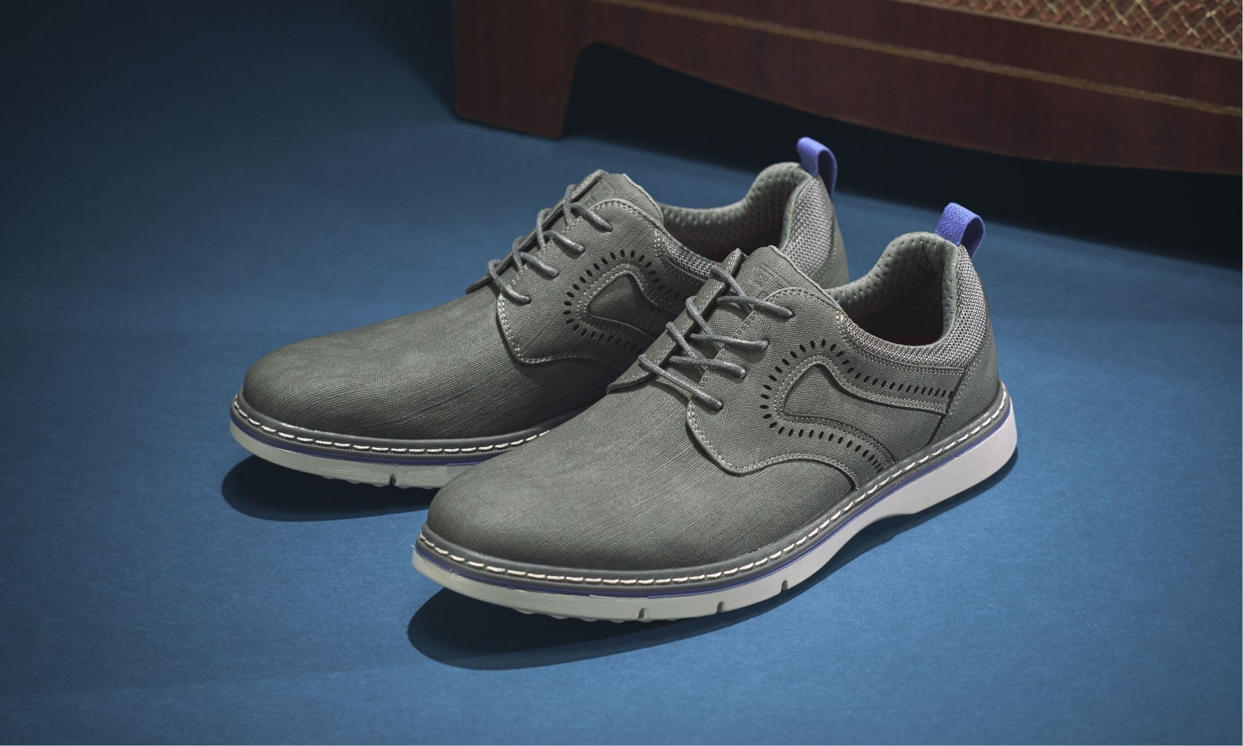 Click to shop Stacy Adams casuals. Image features the Stride in grey.
