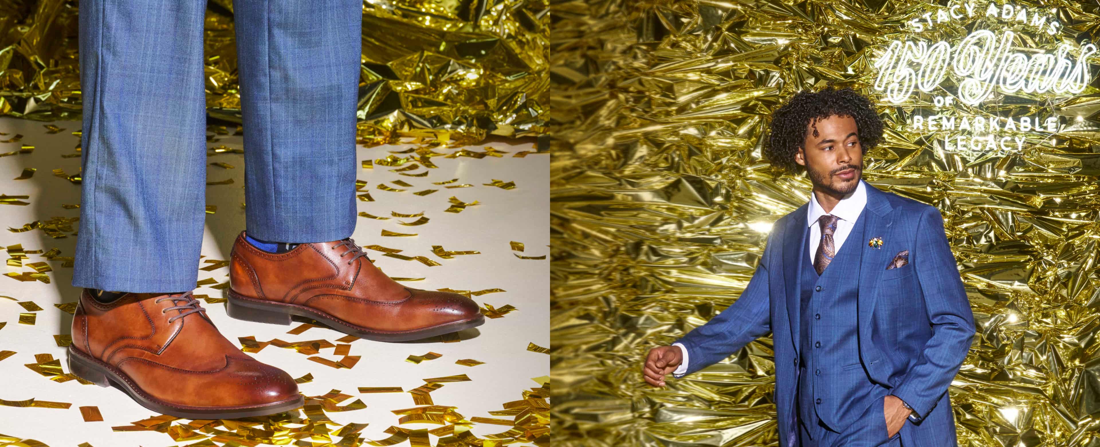 Shop our 2 day anniversary sale featuring the Bennett wingtip with gold confetti.