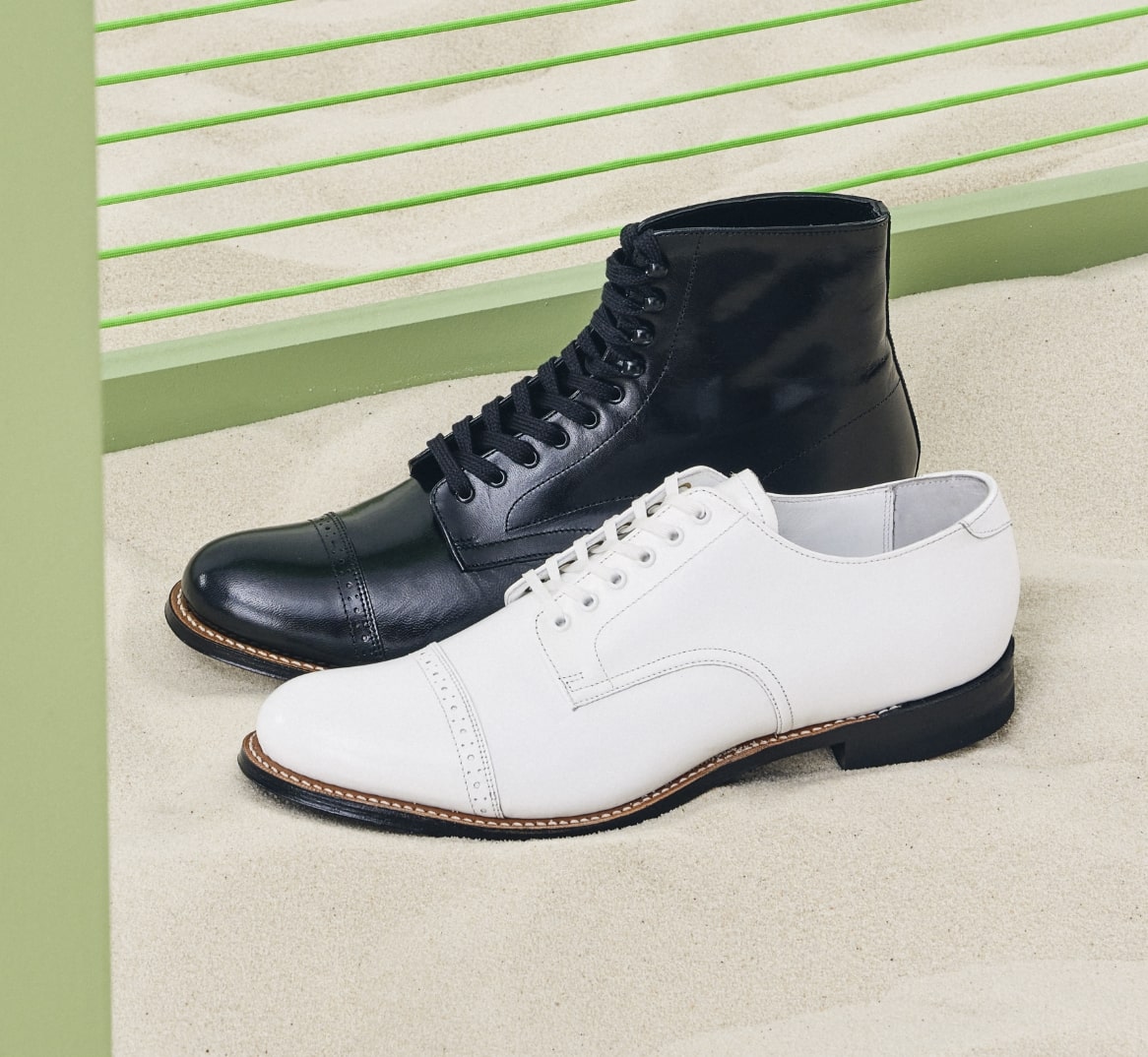 Click to shop classic styles. Image features the Madison cap toe oxford and boot.