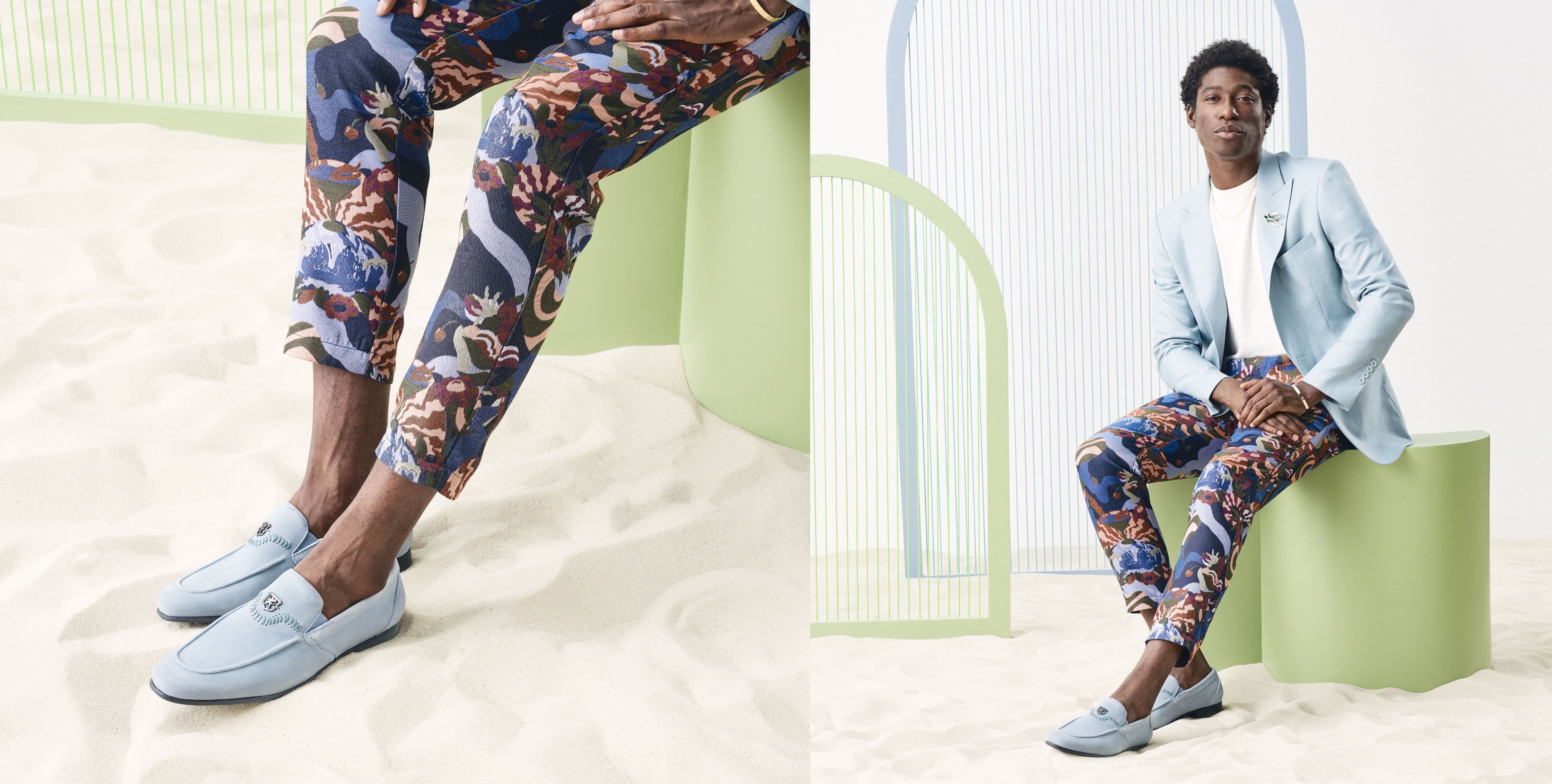 Click to shop Stacy Adams new arrivals. Image features the Quincy in light blue.