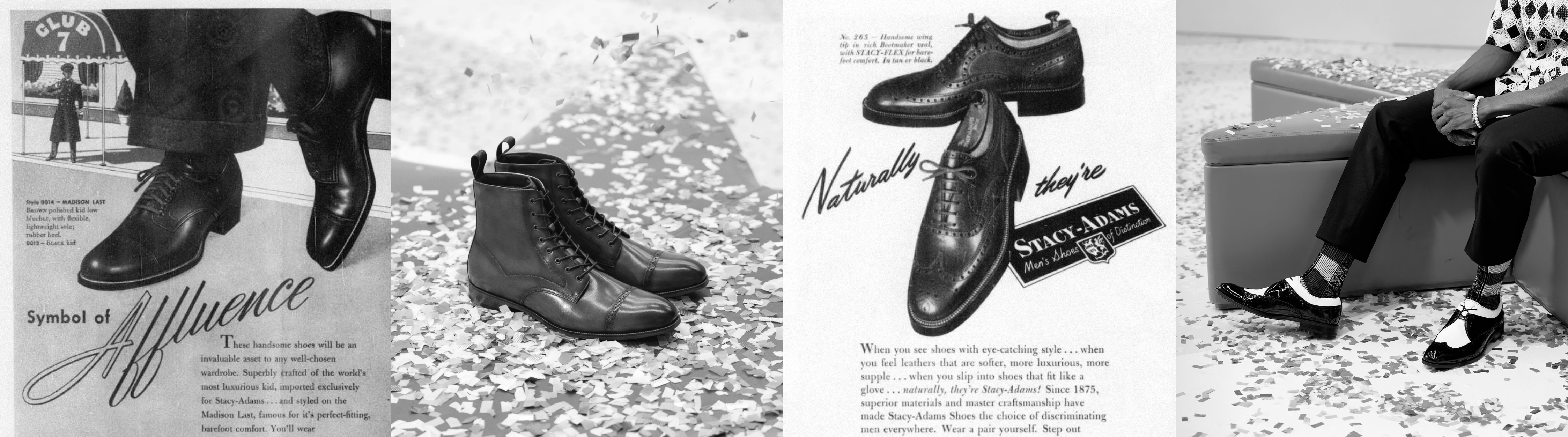 Image features vintage Stacy Adams ads. 