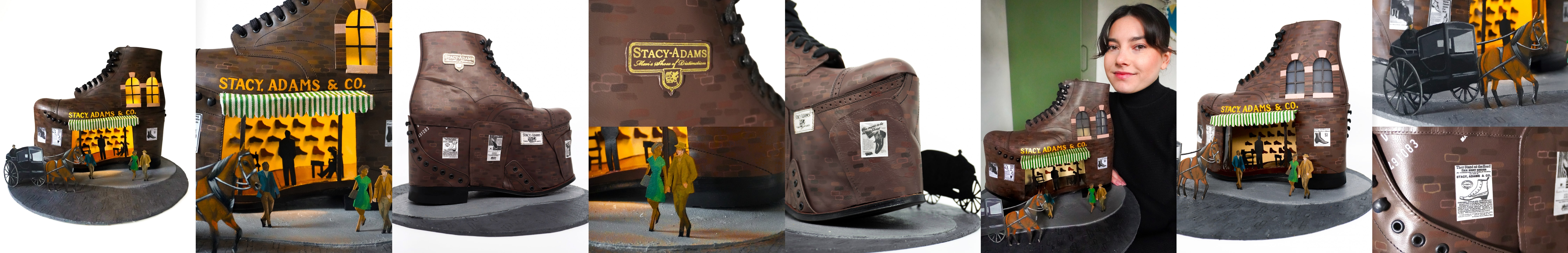 Image features the custom artwork of Stella Stockbridge depicting a vintage Stacy Adams storefront.