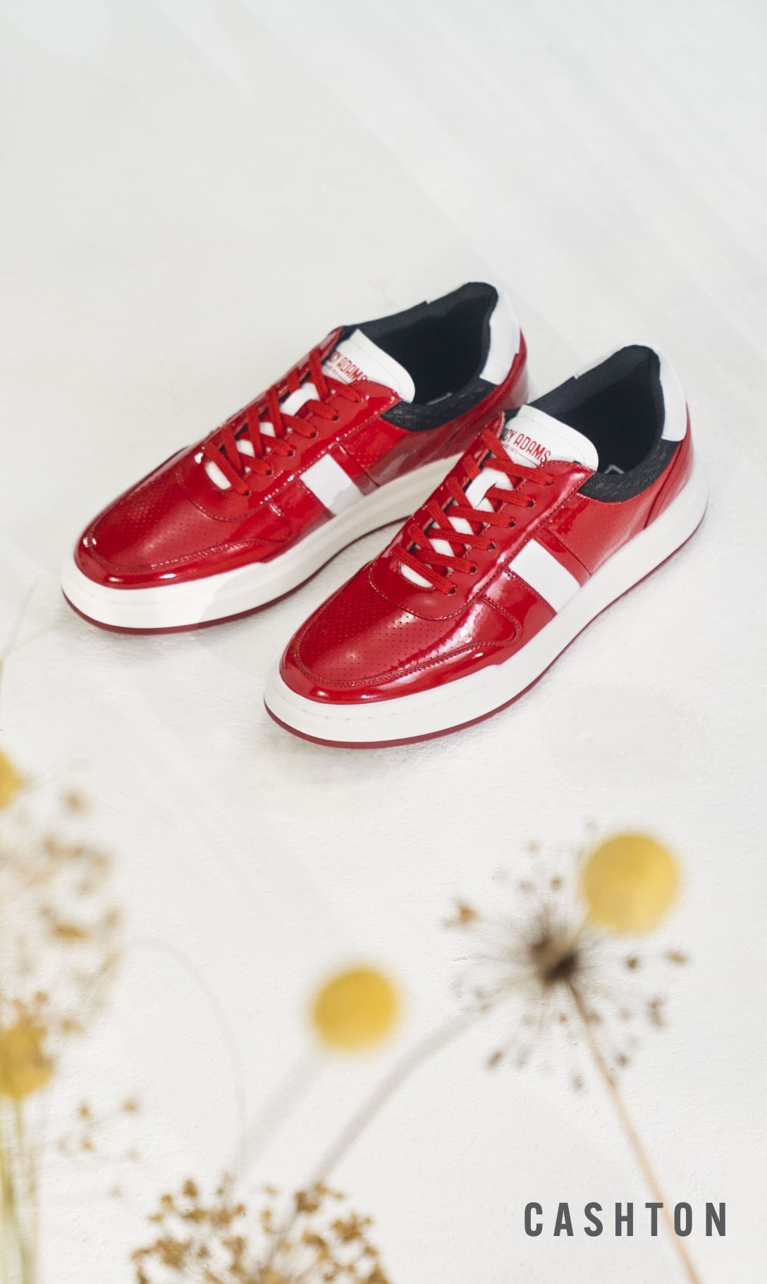 Men's Casual Shoes category. Image features the Cashton sneaker in red. 