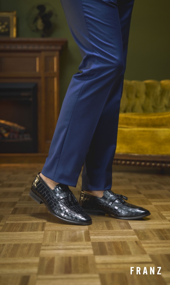 Men's Loafers category. Image features the Franz loafer in black.