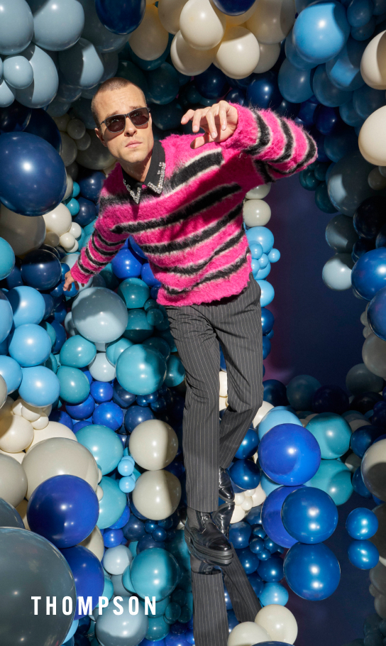 Men's Newest Shoes category. Image features the Thompson boot in black. 