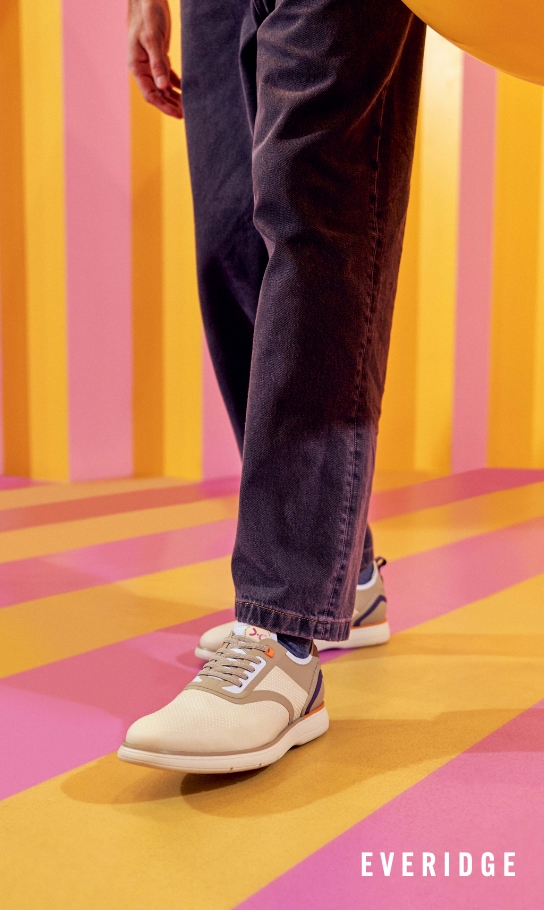 Shoes for Men view all category. Image features the Everidge in cream .