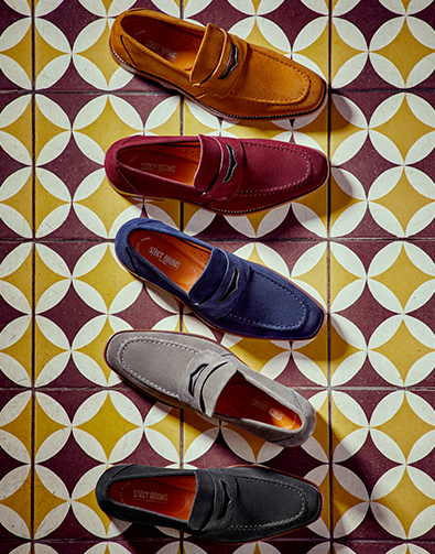 Image of a feature from the September 2018 issue of Esquire Magazine. The featured product is the Colfax Moc Toe Penny Slip On in a variety of colors.