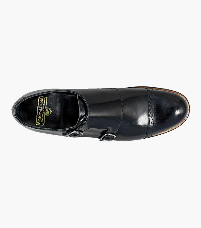 double monk strap cap toe shoes