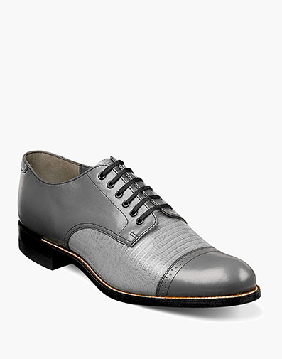 Madison Lizard Cap Toe Oxford in Steel Gray for $$200.00