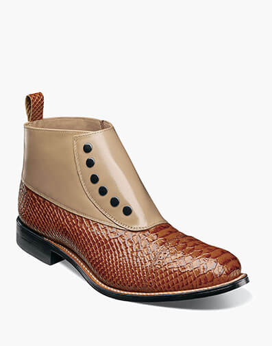 Madison Spectator Spat Cap Toe Demi Boot Tan Multi