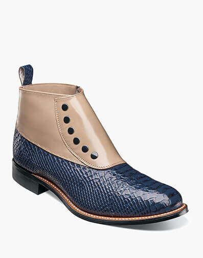 Madison Spectator Spat Cap Toe Demi Boot Blue Multi