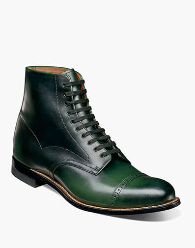 Madison Cap Toe Lace Up Boot in Green for $$280.00