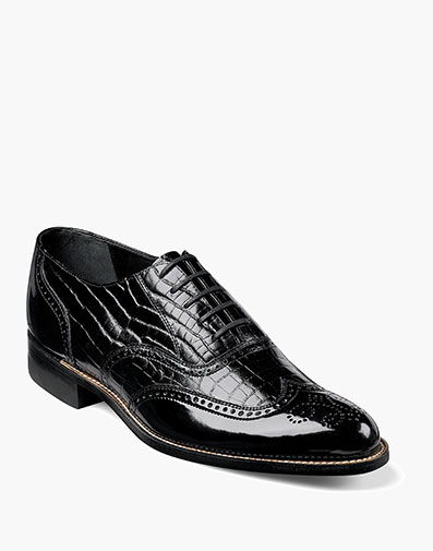 Dayton Alligator Wingtip Lace Up in Black for $$190.00