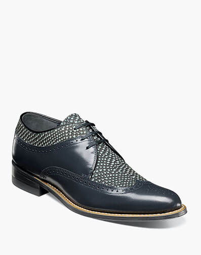 Dayton Python Print Wingtip Oxford Navy