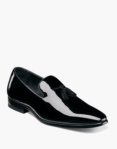 Phoenix Plain Toe Tassel Slip On in Black Patent for $$110.00