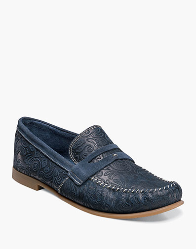 Florian Moc Toe Penny Loafer in Navy for $89.90