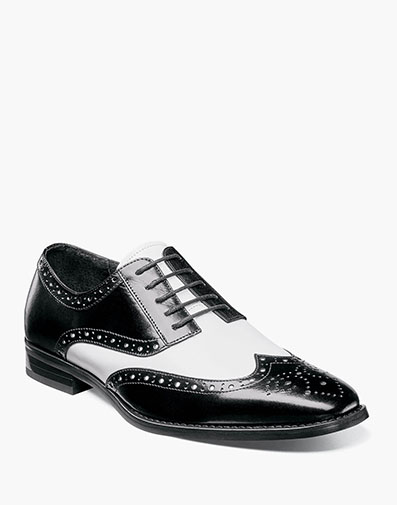 Tinsley Wingtip Oxford in Black w/White for $$175.00