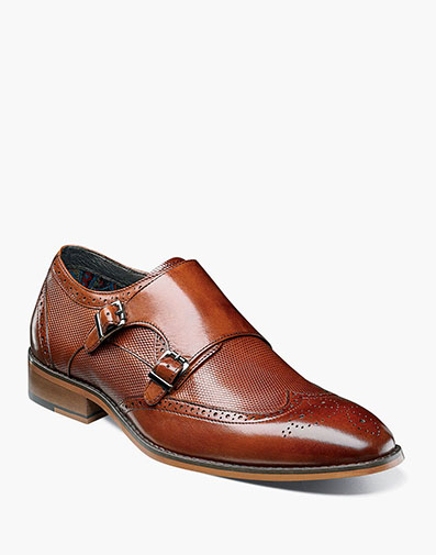 Lavine Wingtip Double Monk Strap in Chestnut for $$175.00