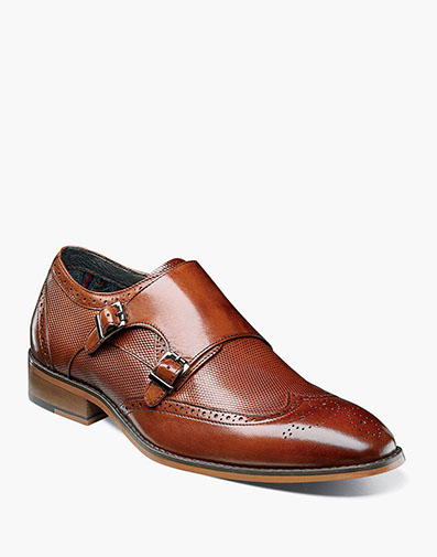 Lavine Wingtip Double Monk Strap in Chestnut for $$129.90