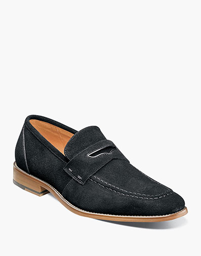 Colfax Moc Toe Penny Slip On Black Suede