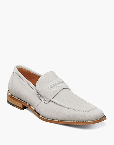 Colfax Moc Toe Penny Slip On in Chalk Suede for $130.00