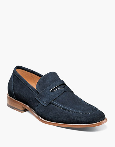Colfax Moc Toe Penny Slip On Navy Suede