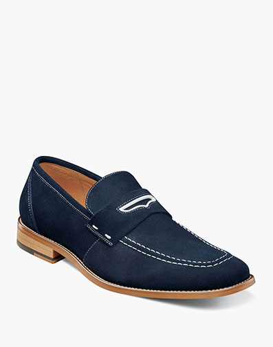 Colfax Moc Toe Penny Slip On Navy Suede