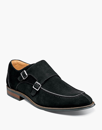 Balen Moc Toe Double Monk in Black Suede for $$130.00