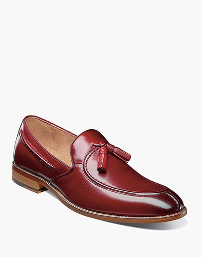 Donovan Moc Toe Drop Tassel in Cranberry for $$150.00