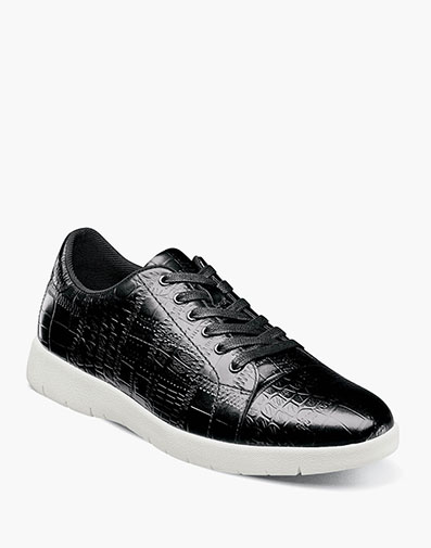 Halcyon Exotic Print Lace Up Sneaker Black