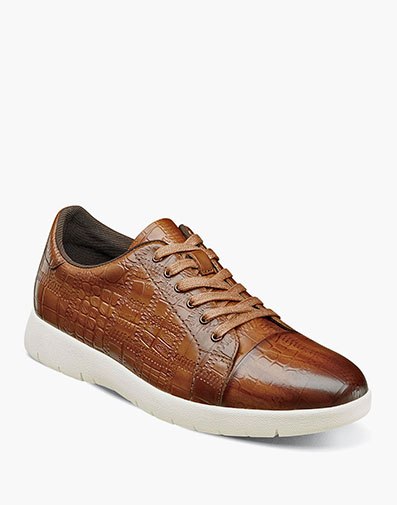 Halcyon Exotic Print Lace Up Sneaker in Cognac for $$135.00