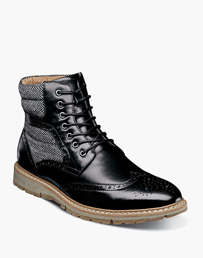 Granger Wingtip Lace Boot in Black for $150.00