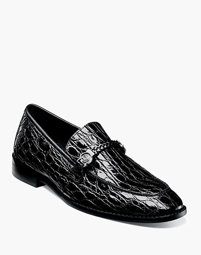 Bellucci Leather Sole Moc Toe Bit Slip On Black