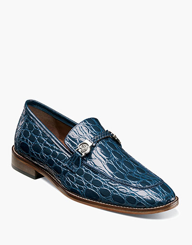 Bellucci Leather Sole Moc Toe Bit Slip On in Blue for $140.00