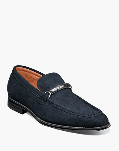 Pasqual Moc Toe Bit Slip On Navy Suede