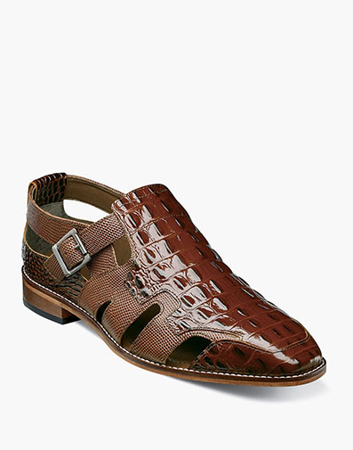 Calzada Leather Sole City Sandal in Cognac for $$140.00