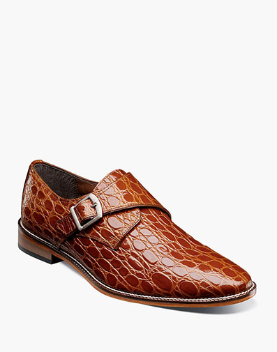 Gavino Plain Toe Monk Strap Cognac
