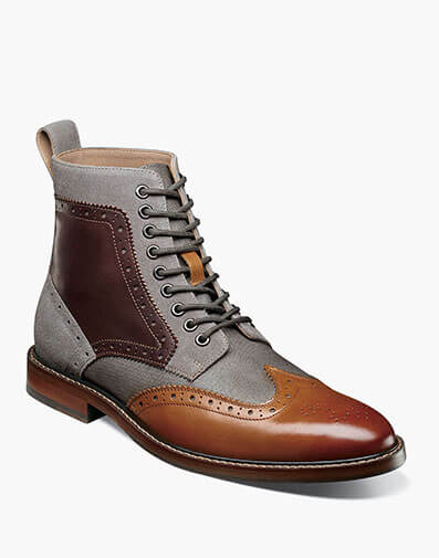Finnegan Wingtip Lace Up Boot in Cognac Multi for $$180.00