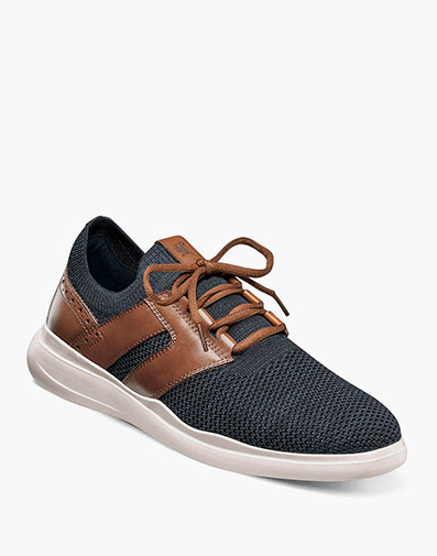 Moxley Knit Lace Up Sneaker Cognac with Navy