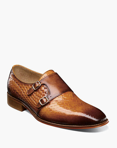 Torrance Plain Toe Double Monk Strap Oxford in Tan for $$175.00
