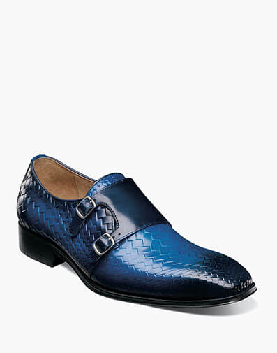 Torrance Plain Toe Double Monk Strap Oxford in Blue for $175.00